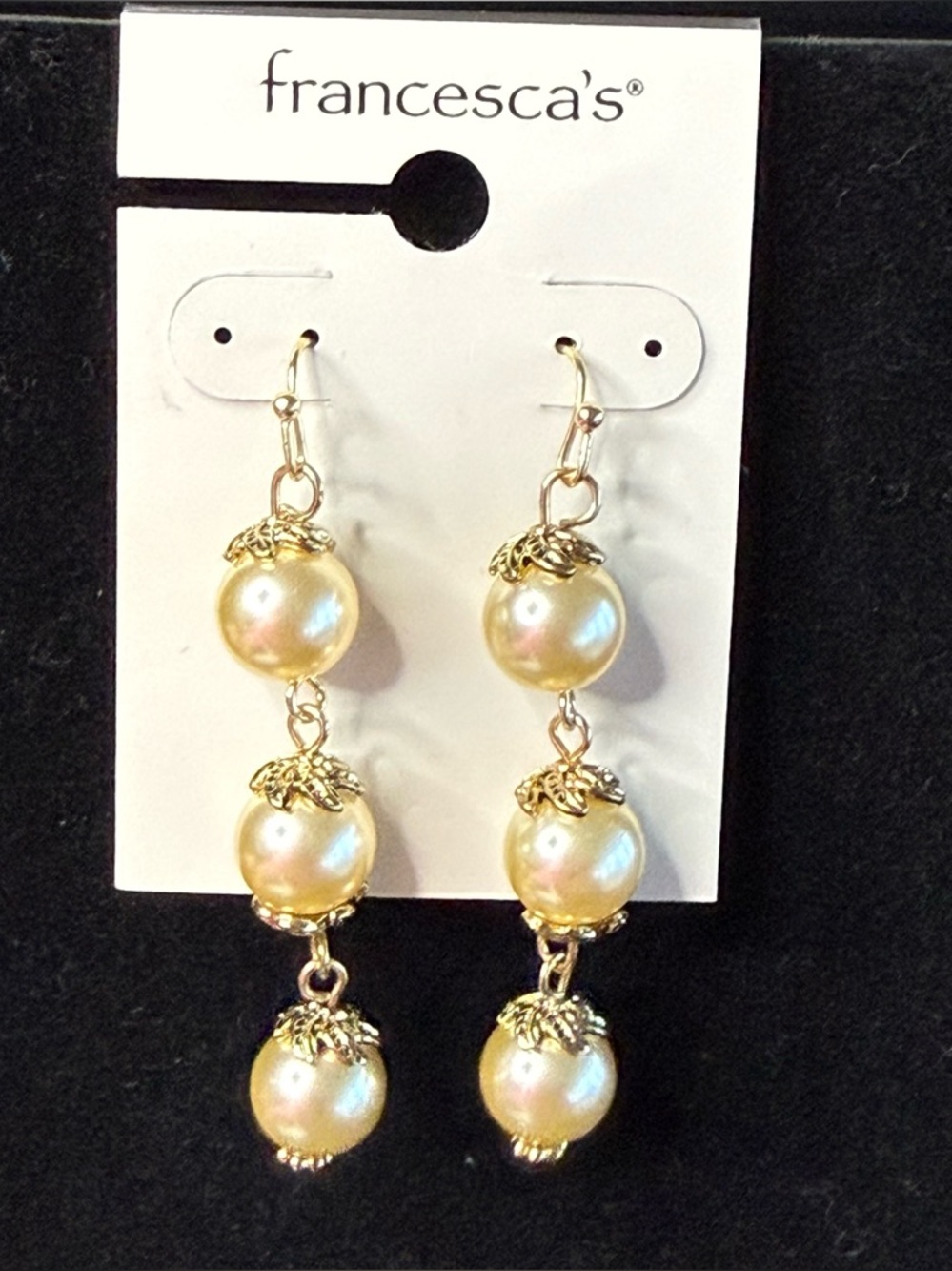 NWT Francesca’s Drop Pearl Pierces Wire Earrings